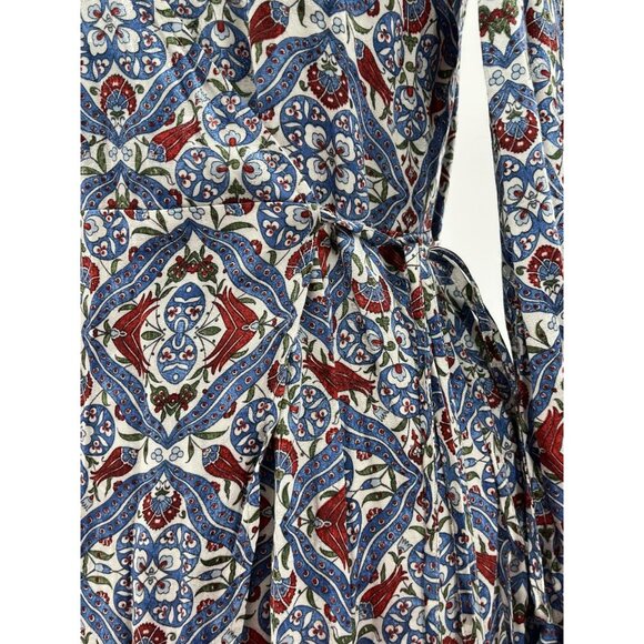 Zara Woman Wrap Dress Midi Floral & Geometric  Size M Lightweight - Picture 11 of 11